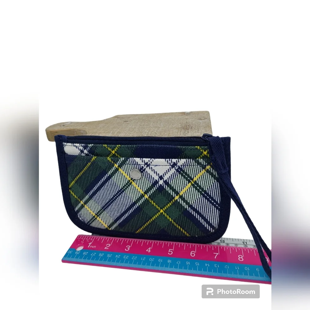 Lands' End Small Plaid Canvas Wristlet